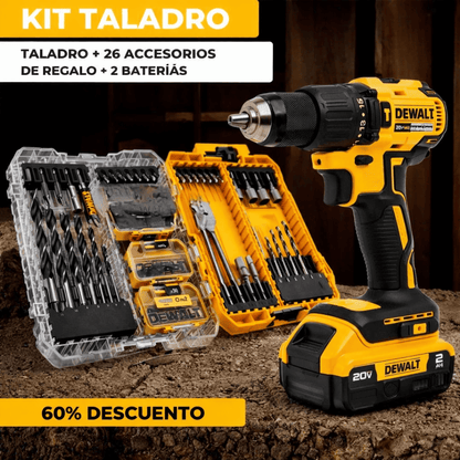 [Oferta relámpago: 60% de descuento solo ahora] Kit Taladro Inalámbrico DEWALT UltraForce 48V™ + 26 Accesorios y 1 Batería de Regalo